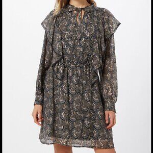 Sofie Schnoor Black and Gold Midi dress Size Medium